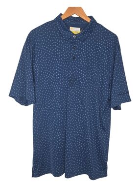 Jack Nicklaus Mens Eco Choice Blue Palm Tree Print Golf Polo Shirt XL